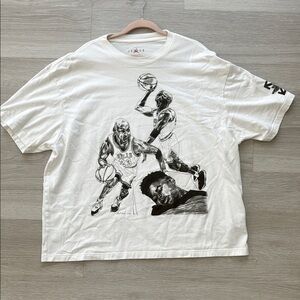 White Graphic T-Shirt with Basketball Design